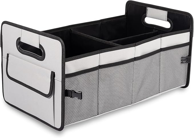 JiatuA Car Trunk Organizer, Collapsible Car Organizers and Storage Grey | Sturdy, Large Capacity, Clean Decor, Multi Compartment Container Box, Adjustable Car Accessories for SUV Sedan Truck by JiatuA