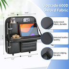 Car Backseat Organizer with Foldable Table Tray,Hanging Storage Bag with Touch Screen Phone Holder,Premium PU Leather Material,Compatible with Most Vehicles,Inner Car Accessories - Image 2