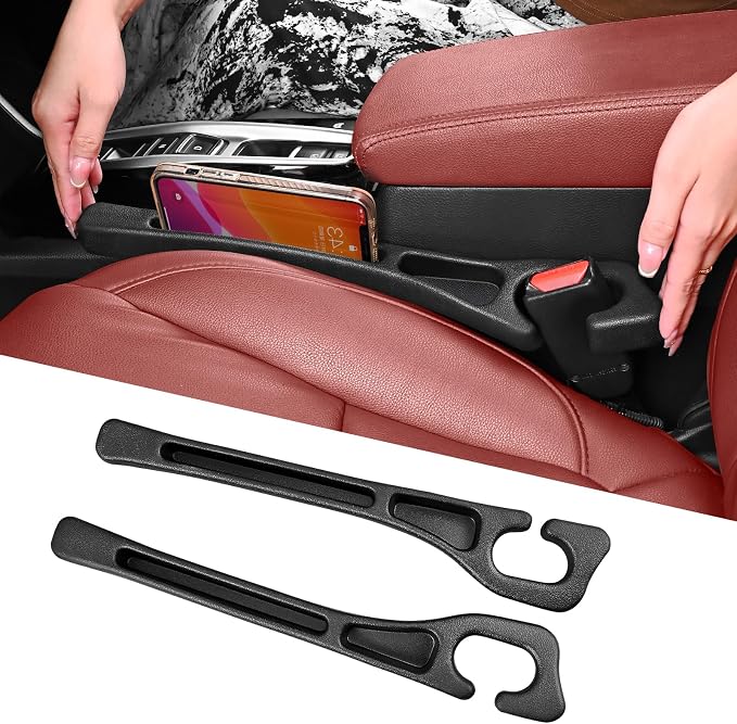7F Car Seat Gap Filler, Organizer Between Seat and Centre Console | Universal Car Accessories Interior for Men or Women, Car Seat Gap Plug With Storage Slot, Fit SUV Truck Storage Black- 2Pack by Unknown