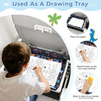 COOLBEBE Airplane Tray Table Cover, Foldable Travel Tray Cover | for Toddlers 1-3, Universal Fit for Airplane, Car Seat, High Chair, Machine Washable, Portable, Black Dinosaur - Image 3