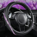 CAR PASS Bling Diamond Black Leather Steering Wheel Cover, Studded Crystal Rhinestones Universal Fit 14" 1/2-15" Glitter for Women Sparkle Girl Fit Suvs,Vans,Sedans,Car,Trucks, Purple Diamond by CARPASS