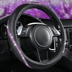 CAR PASS Bling Diamond Black Leather Steering Wheel Cover, Studded Crystal Rhinestones Universal Fit 14" 1/2-15" Glitter for Women Sparkle Girl Fit Suvs,Vans,Sedans,Car,Trucks, Purple Diamond by CARPASS