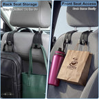 2 Pack Car Purse Hooks, Leather Car Headrest Hooks for Purses & Bags(Black) | Anti-Drop Design, Holds Up to 50 lbs, Grocery Bag Holder, Car Organizer, Seat Back Storage Hanger - Image 6