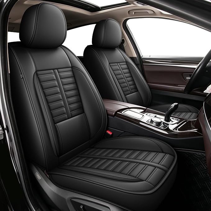 Fit for Lexus GS 200t/350/450h Seat Covers 2007-2026 Front Set | Faux Leather Waterproof Car Seat Covers, Airbag Compatible with Lumbar Support Anti-Slip Design, 2 Seater Black by RAWAKORW