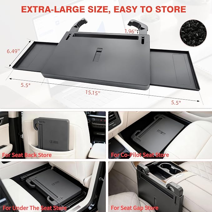 Steering Wheel Tray Table, Car Desk for Laptop, Multipurpose Car Food Tray for Eating and Working, Adjustable Car Tray with Anti-Slip Protective Adhesive for Car - Image 6