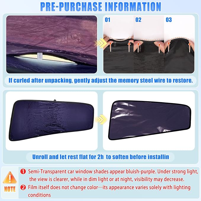 ZATOOTO Tesla Model Y Rear Car Window Shades 2020-2026, Static Cling | Bluish-Purple Car Sun Shade, Heat Reduction, Enhanced Sun Filtering, Specific for Frameless Doors, For Baby - Image 2