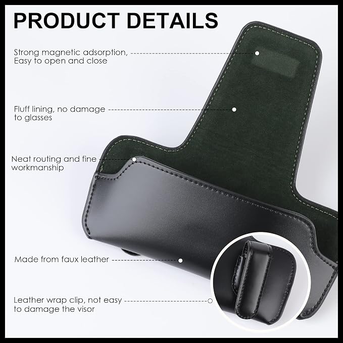 Sunglass Holder for Car Visor, Car Sunglasses Holder Leather, Eyeglasses Holder Glasses Storage Case Visor Accessories - Image 7