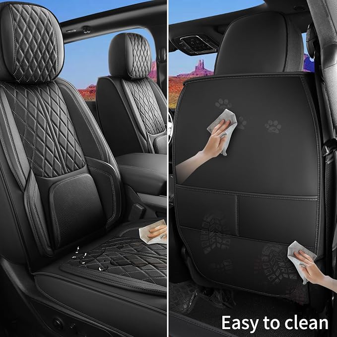 Car Seat Cover Custom Fit for Dodge Ram 1500 2500 3500 2002-2026 Faux Leather Seat Cover Set Compatible with Crew Quad Regular Cab Pickup Truck Cushions (Black, Full Set, Curved Rear) - Image 6