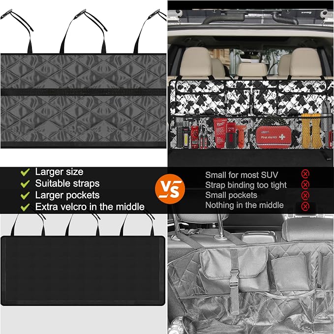 Femuar Car Trunk Organizer,Large Capacity Backseat Trunk Organizer(42"*18"),Collapsible Car Storage Bag with 8 Pocekt,SUV/MPV/Truck - Cow print - Image 2
