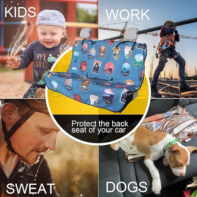 Sweat Towel Car Seat Cover Protector Front Seats for Gym Workout, Running, Swimming, Beach and Hiking, Waterproof Universal Seat Cover for Car, Trucks, Van & SUV (1, National Park, Rear Seat) - Image 5