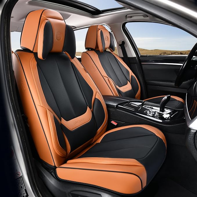 Coverado Car Seat Covers, Seat Covers for Cars, Waterproof Leather Auto Seat Protectors, Leather Car Seat Cushion, Car Interiors Accessories Universal Fit for Most Cars - Image 2