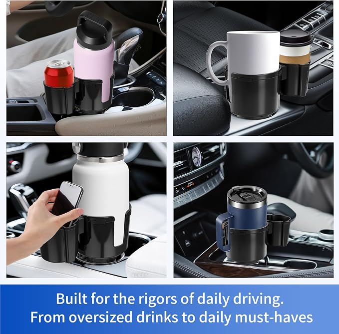 Car Cup Holder Expander W/Offset Adapter, 2-in-1 Cup Holder Extender for Large Bottles up to 4.3", Adjustable Base Fits Stanley, Hydro Flask, Yeti, Universal Car Cup Holder for Most Vehicles - Image 7