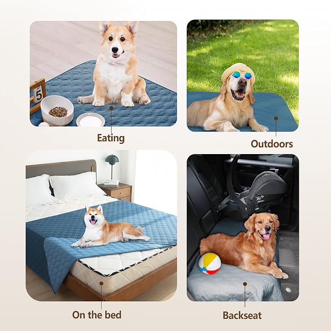 gogobunny 100% Double-Sided Waterproof Dog Bed Cover Pet Blanket Sofa Couch Furniture Protector for Puppy Large Dog Cat, Reversible (82x102 Inch (Pack of 1), Dark Blue/Light Blue) - Image 9