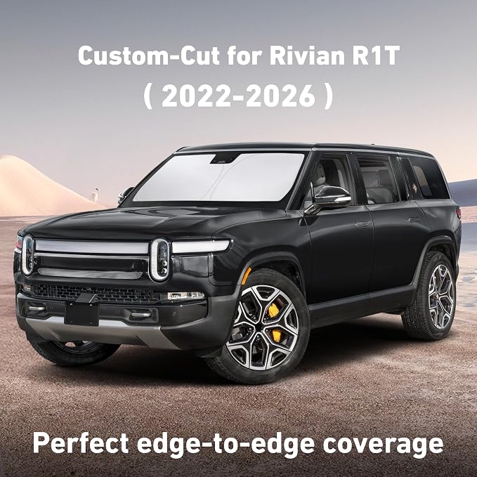EcoNour Windshield Sunshade Compatible for Rivian R1T 2022-2024 2025 2026 | Sun Visor for Front Windshield & Window Sun Shade Cover, UV Heat Blocker & Protector, Car Accessories - Image 2