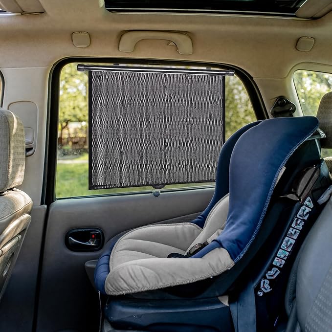 Car Side Window Shades, 2 Pack Retractable Roller Sun Shades, 18 x 20 in | UV and Sun Glare Reduction, Suction and Hook Installation, Easy Roll-Up Storage, Baby Car Window Shades for Travel - Image 6