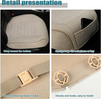 West Llama Linen Front Car Seat Cover Protector Anti-Slip Bottom Seat Cover Fits 95% of Vehicles,Wrapping Around The Bottom,Triangular Pattern(Beige-2Pcs) - Image 5