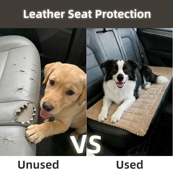 Soft Plush Dog Car Seat Cover & Sofa Protector, Non-Slip Mat (23.6''×82'') | Soft plush travel seat protector for backseat or sofa. Non-slip bottom, machine washable, includes storage bag (Brown) - Image 7