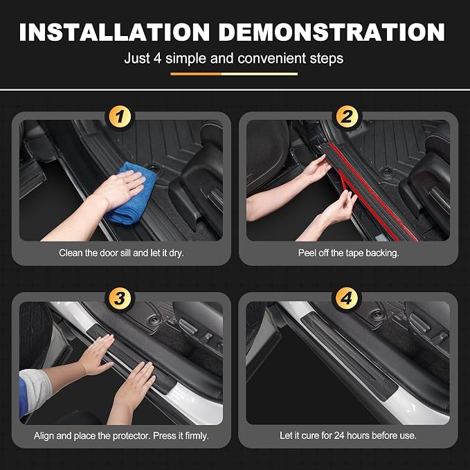 AOMSAZTO Floor Mats for Toyota RAV4 Hybrid 2026, with Door Sill Protector | Not for PHEV, Custom Fit Floor Liners All-weather Protection Full Coverage Car Mats Door Sill Guards 2026 RAV4 Accessories - Image 8