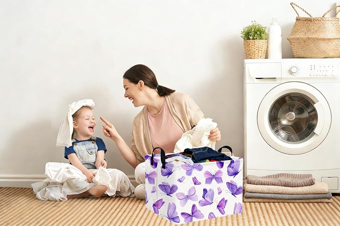 Rectangular Purple butterfly basket,Girls Storage Bin Organizer,Baby Storage Basket,Kids Storage Baskets for kids Bedroom,Gift bin,Butterflies house Decor,Gift baskets(Purple butterfly) - Image 5