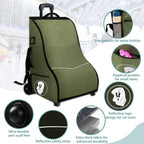 Rolling Car Seat Travel Bag with Wheels – Car Seat Backpack Transport Case for Airplane Travel, Fits Convertible & Booster Seats, Protective Storage Cover, (Green) - Image 6