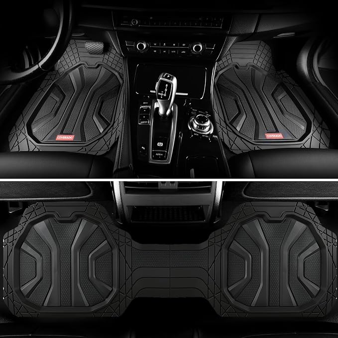 Coverado Car Floor Mats for Cars, Waterproof All Weather Floor Mats, Deep Dish Car Mats, Universal Trim to Fit Automotive Floor Mats for Trucks Car Accessories for Cars SUV Truck (3 Pcs,Black) - Image 9