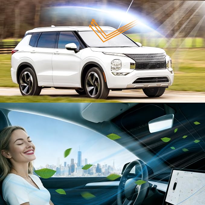 Windshield Sun Shade for Mitsubishi Outlander 2022-2026 2024 2023 | Full covered for windshield, Block UV Rays, Heat Reduction, Easy to install, Keeps Car Cooler - Image 6