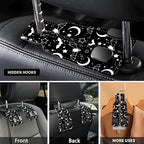 Car Seat Headrest Hook, Universal Leather Cute Hanger Holder Hook, Storage Organizer Interior Accessories for Purse Bags Handbag Black Cute Bats Moon - Image 3