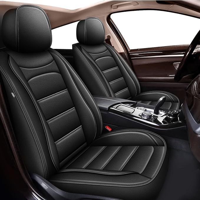 Car Seat Covers Fit for Nissan Rogue 2021-2025 2026, Custom Fit | Fit for Rogue SV/S/SL/Platinum Full Set Waterproof Leather Seat Protectors Airbag Compatible Easy to Install - Black, 5 Seats by RAWAKORW