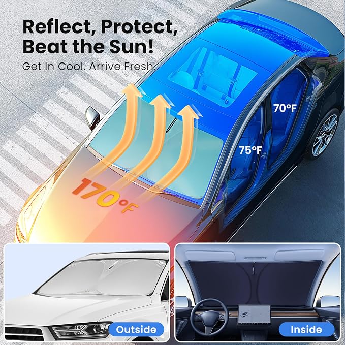 Magnelex Windshield Sun Shade for Honda Accord 2023, 2024, 2025, Foldable Car Window Sunshade, Heat & UV Visor Cover, Reflective Front Shades Accessories - Image 2