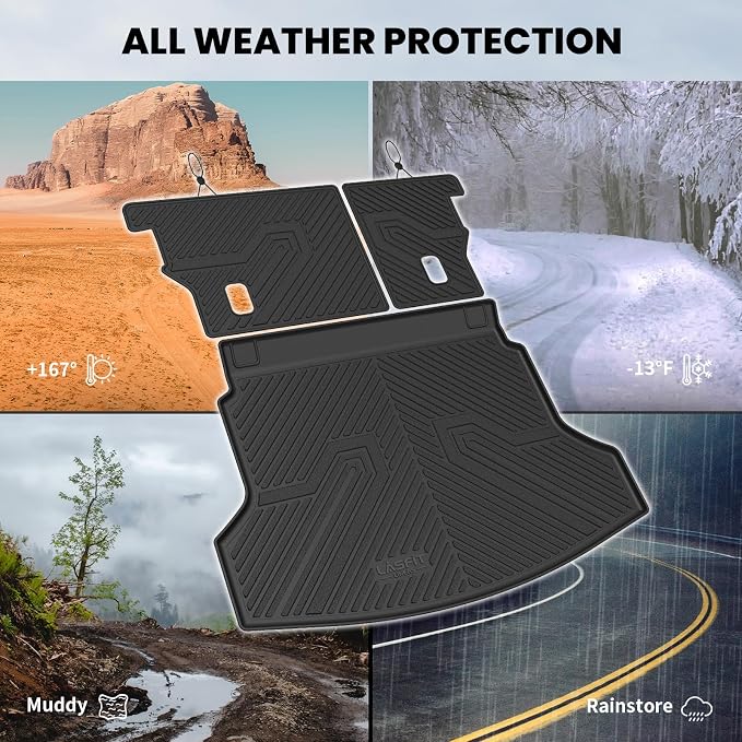 LASFIT Cargo Mat with Backrest Mat for Honda CRV 2012-2016 | Custom Fit Trunk Mat, Waterproof All Weather, Kid & Pet Friendly, Easy Clean for Family Use, Black - Image 6