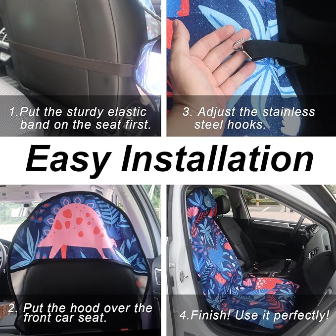 Sweat Towel Car Seat Cover Protector Front Seats for Gym Workout, Running, Swimming, Beach and Hiking, Waterproof Universal Seat Cover for Car, Trucks, Van & SUV (1, Dinosaur, Front) - Image 6