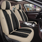 IKABEVEM Car Seat Covers Fit for Mazda CX-7 2007-2012 Full Set | Waterproof Faux Leather, Airbag Compatible, Easy Install & Wipe Car Seat Protector,5 Seats Covers Fit for CX-7, Beige&Black by IKABEVEM