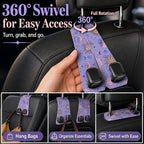 2 Pack Black White Cat Car Headrest Hooks for Purse Seat Back Hanger | Cute Cat Doodle Car Accessories Metal Hook, Cat Mom Gifts for Women, PU Leather Double Hook for Backseat Organizer - Image 8