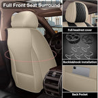 IKABEVEM Car Seat Covers Fit for Nissan Kicks 2018-2025 2026 Full Set | Waterproof Faux Leather, Airbag Compatible, Easy Install & Wipe Car Seat Protector,5 Seats Covers Fit for Kicks, Beige&Black - Image 3