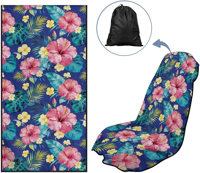SEANATIVE Pink Hibiscus Car Cushion Towels Auto Seat Protectors - Absorber Towel for Car Wash Car Seat Covers, Post-Workout & Dog Owners (33.1" x 60.67") - Image 5