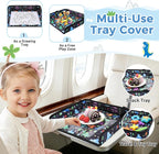 COOLBEBE Airplane Tray Table Cover, Foldable Travel Tray Cover | for Toddlers 1-3, Universal Fit for Airplane, Car Seat, High Chair, Machine Washable, Portable, Black Dinosaur - Image 4