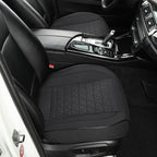 West Llama Linen Front Car Seat Cover Protector Anti-Slip Bottom Seat Cover Fits 95% of Vehicles,Wrapping Around The Bottom,Triangular Pattern(Black-2Pcs) - Image 2