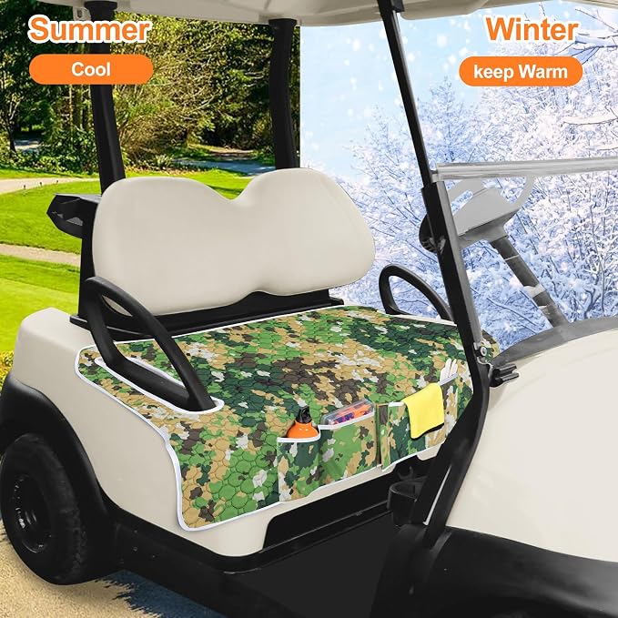 PGmoon Golf Cart Seat Covers with 4 Front Pockets & Nonskid Bottom | Universal Golf Cart Seat Towel Blanket Fits for EZGO, Yamaha, Club Car and More 2 Person Seats Golf Carts - Image 7