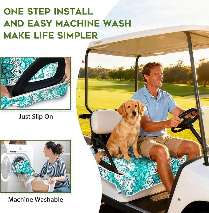 Golf Cart Seat Covers Club Car Golf Cart Accessories for Men Women Golf Carts Seat Towel Blanket 2-Seat Golf Cart Decorations - Image 4