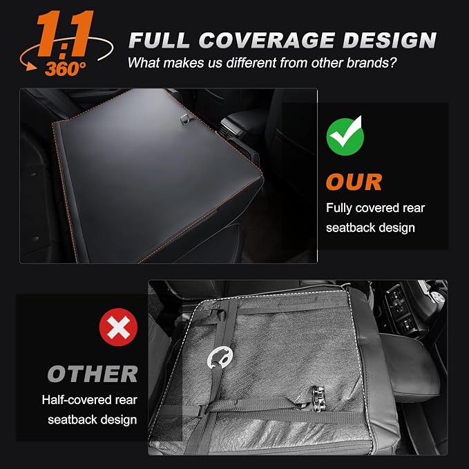 AOMSAZTO Custom Fit Seat Covers for Honda Accord 2023 2024 2025 2026 LX | Rear Row W/Solid Backrest Full Set Waterproof Airbag CompatibleFaux Leather Black - Image 8