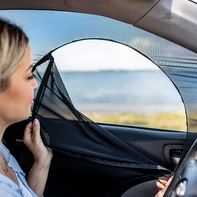Large SUVs Compact Vans Front Window Screens for Camping Front Window Sun Shade Driver Side Window Bug Screen Zipper Added Increased Ventilation - Image 3