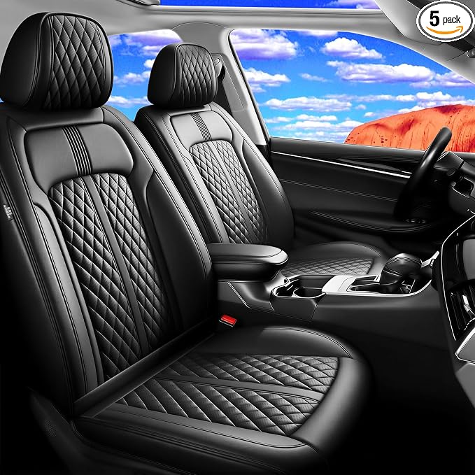 Fit CX-50 Seat Covers Custom Fit for Mazda CX-50 2023-2026, Full Set | Premium Leather Full Coverage Protectors, Waterproof, Breathable, Scratch Resistant, Easy Wipe, Airbag Compatible, Black by FiveFox