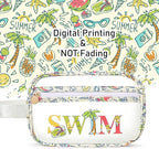 COSHAYSOO Clear SWIM Bag Swimming Pool Day Accessories for Women Teen Girls Bikini Swimsuit Goggle Cap Sunscreen Hair Makeup Organizer, Cute Swimmer Team Gifts Travel Waterproof Small Pouch, Tropical - Image 4