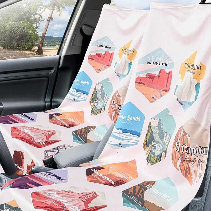 1 Pack Car Seat Towel Cover with Storage Bag, Multi National Parks Style | 63 x 32 in Car Towel Seat Cover Non Slip Waterproof, Gym Workout Swimming Running, Machine Washable Sweat Absorbent Protector - Image 6