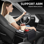5 in 1 Nappa Leather Console Armrest Cover, Black | Built-in cup holder, tissue slot, phone holder & 2 storage pockets, practical car accessories fit SUV sedan truck - Image 4