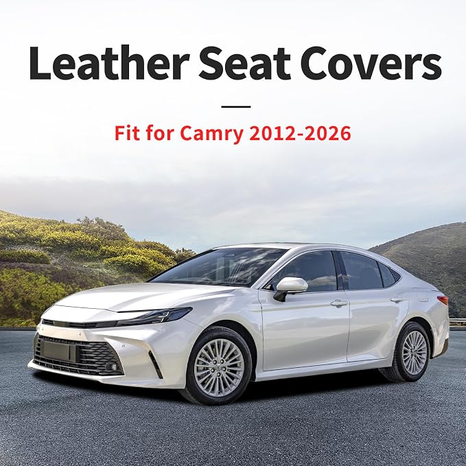Fit for Camry Seat Covers Compatible with Toyota Camry 2012-2025 2026 - Waterproof Breathable Leather Automotive Seat Cushions Protector, Airbag Compatible,Only 2 Front seat Covers(Red) - Image 4