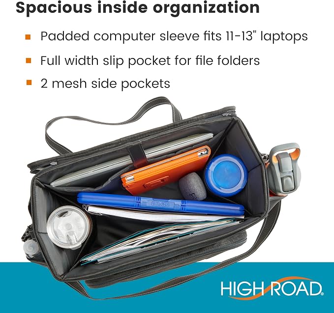 Front Seat Car Organizer, Laptop Organizer and Car and Truck File Organizer | High Road's Mobile Office Organizer with Desk Supplies Compartment, 2 Insulating Bottle Holders and Laptop Sleeve - Image 5
