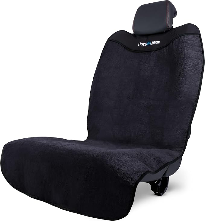 Happeseat Waterproof Car Seat Cover & Protector, Black | Universal Fit, Car Seat Towel Cover, Slip Resistant Backing, Machine Washable, Fits Front & Back, Easy Install & Storage by HAPPEGEAR