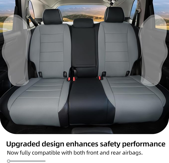 Lolcar CRV Seat Covers Custom Fit for Honda CRV 2023 2024 2025 2026 Leather Car Seat Cover Full Set for Trucks SUV,Waterproof Car Seat Cushion,Faux Leather (Black/Gray) - Image 5
