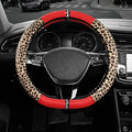 Road Comforts Leopard Steering Wheel Cover for Women, Cute Anti-Slip Microfiber Leather, Fits D Shape Flat Bottom Steering Wheel 14.5-15 Inch - Red by RoadComforts